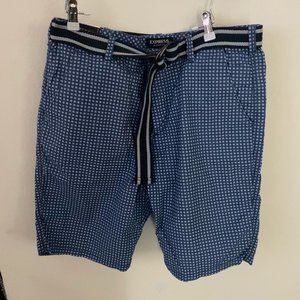 Express Men's Classic Fit Blue Plaid Shorts w Belt